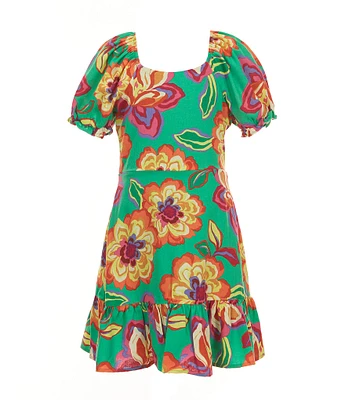 GB Little Girls 2-6X Floral Print Puff Sleeve Tiered Dress