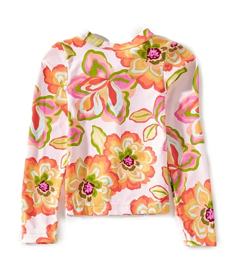 GB Little Girls 2-6X Long Sleeve Tie Back Floral Rashguard