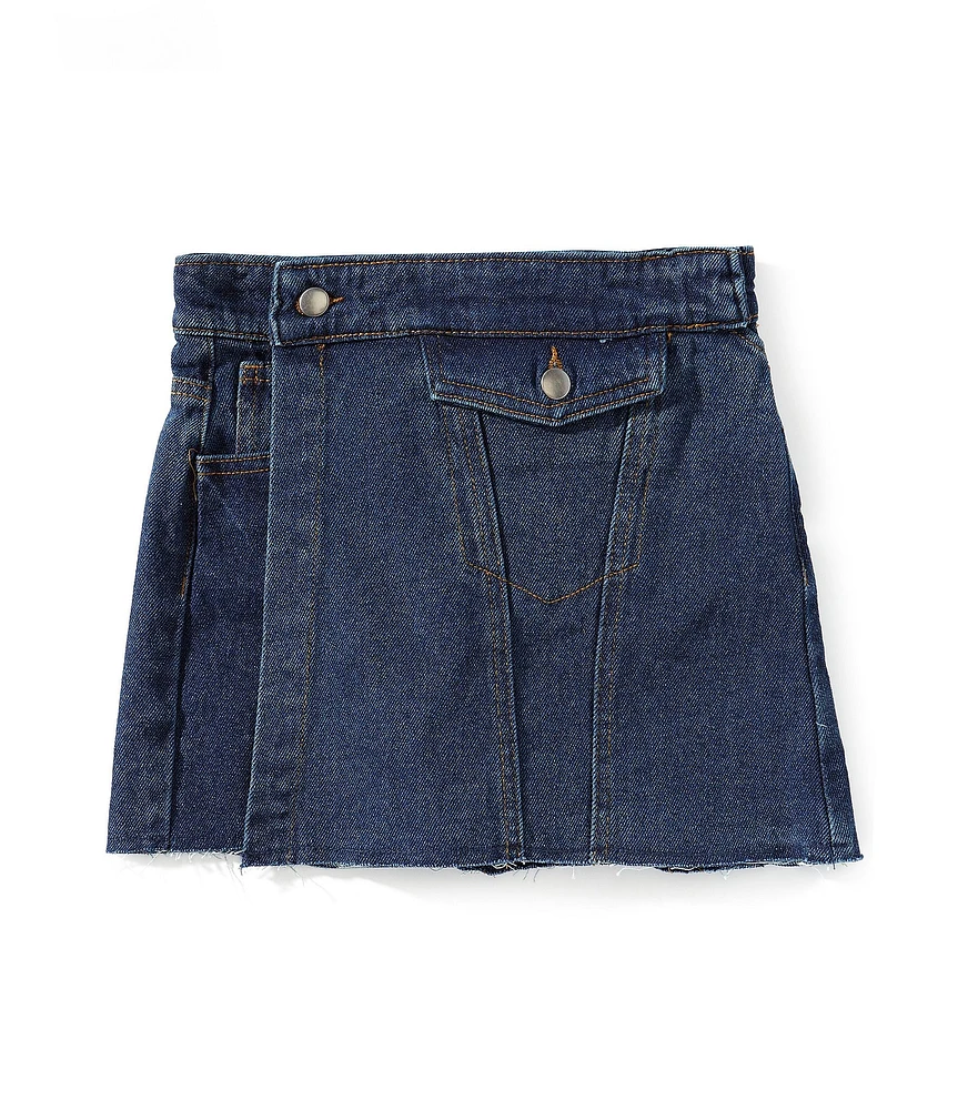 GB Little Girls 2T-6X Asymmetrical Denim Mini Skort