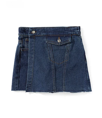 GB Little Girls 2T-6X Asymmetrical Denim Mini Skort