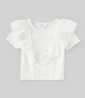 GB Little Girls 2T-6X Knit Ruffle Front Top