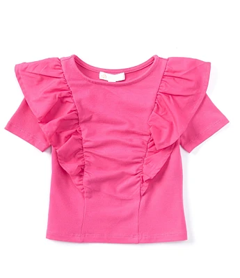 GB Little Girls 2T-6X Knit Ruffle Front Top