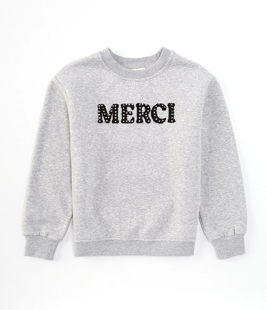 GB Little Girls 2T-6X Long Sleeve Merci Applique Graphic Sweatshirt