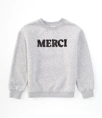 GB Little Girls 2T-6X Long Sleeve Merci Applique Graphic Sweatshirt