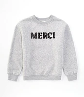 GB Little Girls 2T-6X Long Sleeve Merci Applique Graphic Sweatshirt
