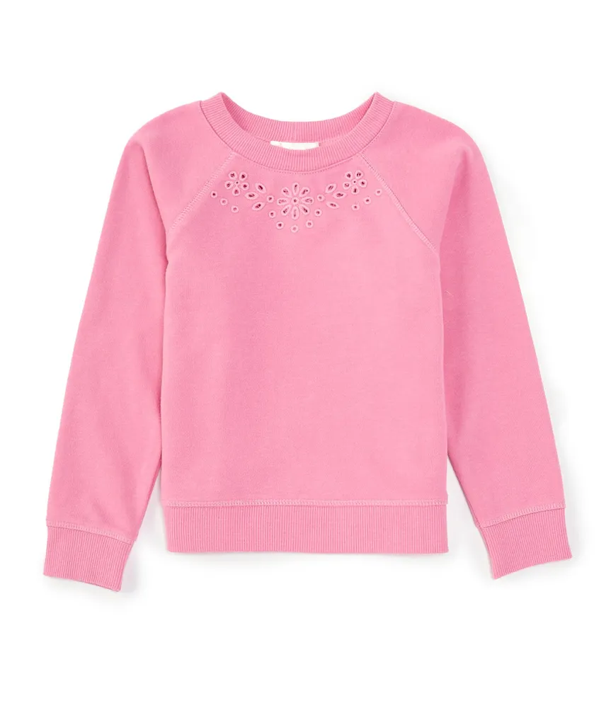 GB Little Girls 2T-6X Long Sleeve Embroidered Crew Neck Sweatshirt