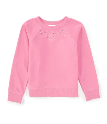 GB Little Girls 2T-6X Long Sleeve Embroidered Crew Neck Sweatshirt
