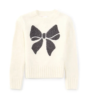 GB Little Girls 2T-6X Long Sleeve Glitter Bow Sweater