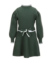 GB Little Girls 2T-6X Long Sleeve Tie Waist Sweater Dress