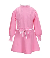 GB Little Girls 2T-6X Long Sleeve Tie Waist Sweater Dress