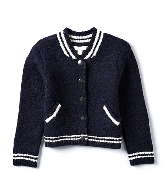 GB Little Girls 2T-6X Long Sleeve Knit Varsity Jacket