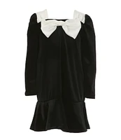 GB Little Girls 2T-6X Long Sleeve Velvet Bow Dress