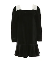 GB Little Girls 2T-6X Long Sleeve Velvet Bow Dress