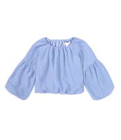 GB Little Girls 2T-6X Long Sleeve Woven Drapey Blouse