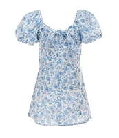 GB Little Girls 2T-6X Mini Floral Print Puff Sleeve Dress
