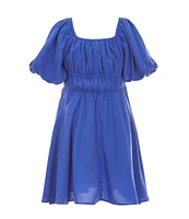 GB Little Girls 2T-6X Puff Sleeve Double Waist Dress