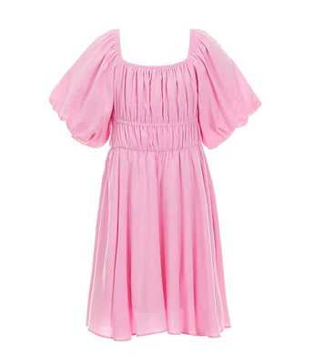 GB Little Girls Puff Sleeve Double Waist Dress