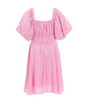 GB Little Girls 2T-6X Puff Sleeve Double Waist Dress