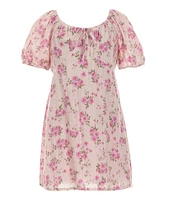 GB Little Girls 2T-6X Short Sleeve Maxi Lurex Floral Dress