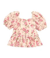 GB Little Girls 2T-6X Short-Sleeve Woven Babydoll Floral Top