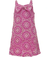 GB Little Girls Sleeveless Bow Front Eyelet Shift Dress