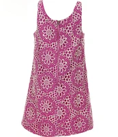 GB Little Girls Sleeveless Bow Front Eyelet Shift Dress