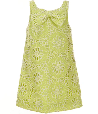 GB Little Girls 2T-6X Sleeveless Bow Front Eyelet Shift Dress