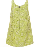 GB Little Girls Sleeveless Bow Front Eyelet Shift Dress
