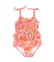 GB Little Girls 2T-6X Smocked Tie Strap One-Piece Swimsuit