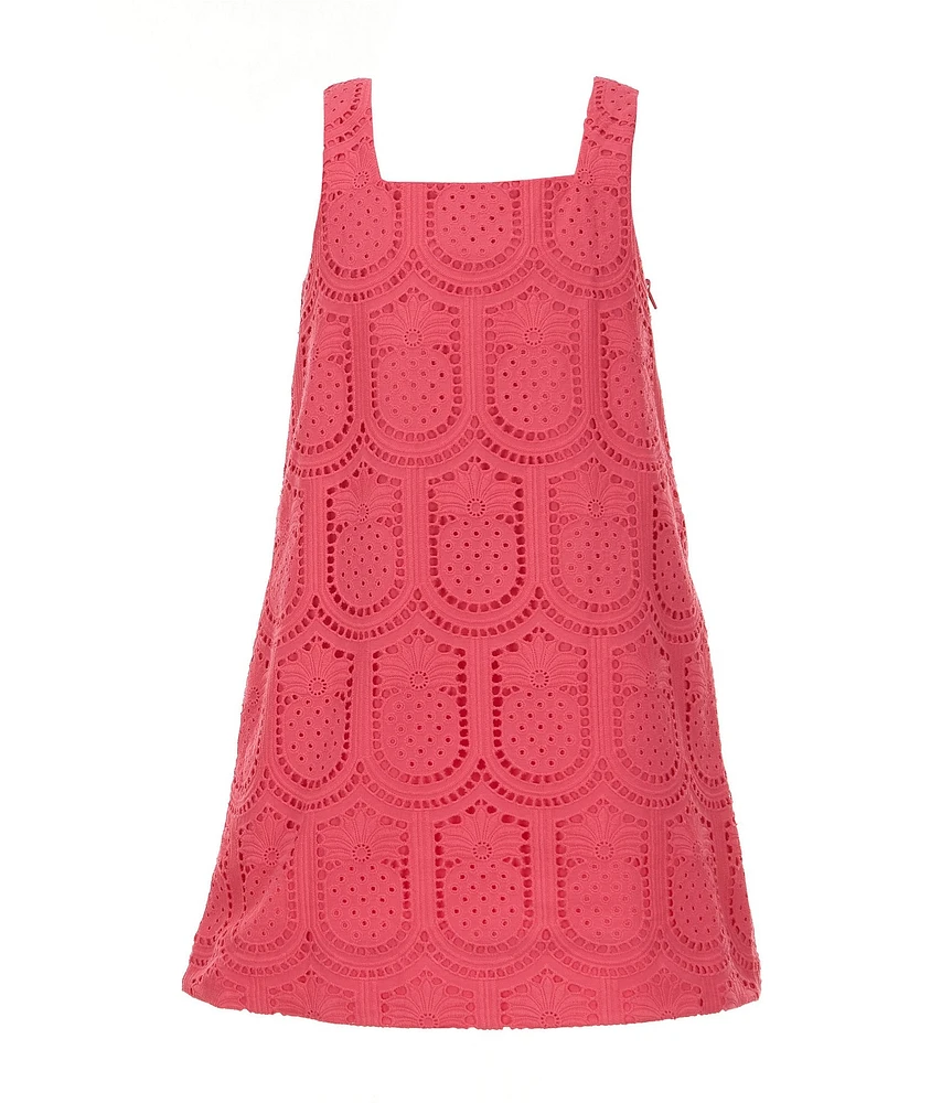 GB Little Girls 2T-6X Square Neck Sleeveless Eyelet Shift Dress