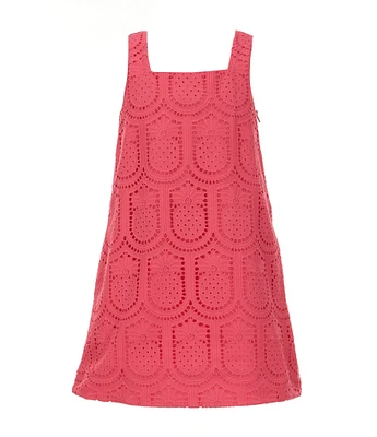 GB Little Girls 2T-6X Square Neck Sleeveless Eyelet Shift Dress