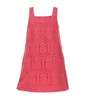 GB Little Girls 2T-6X Square Neck Sleeveless Eyelet Shift Dress