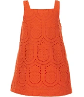 GB Little Girls 2T-6X Square Neck Sleeveless Eyelet Shift Dress