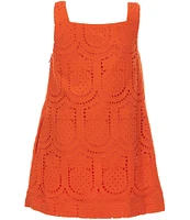 GB Little Girls 2T-6X Square Neck Sleeveless Eyelet Shift Dress