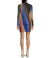 GB Long Sleeve Abstract Mesh Dress