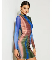 GB Long Sleeve Abstract Mesh Dress