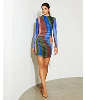 GB Long Sleeve Abstract Mesh Dress