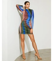 GB Long Sleeve Abstract Mesh Dress