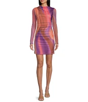 GB Long Sleeve Abstract Mesh Dress