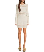GB Long Sleeve Crochet Mini Dress