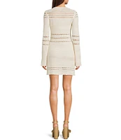 GB Long Sleeve Crochet Mini Dress