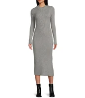 GB Long Sleeve Ribbed Midi Sweater Dress