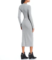 GB Long Sleeve Ribbed Midi Sweater Dress