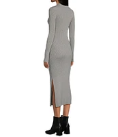 GB Long Sleeve Ribbed Midi Sweater Dress