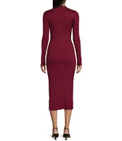 GB Long Sleeve Ribbed Midi Sweater Dress