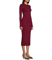 GB Long Sleeve Ribbed Midi Sweater Dress