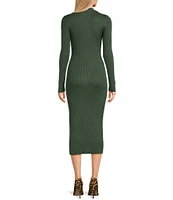 GB Long Sleeve Ribbed Midi Sweater Dress