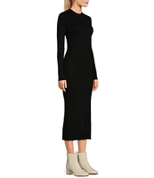 GB Long Sleeve Ribbed Midi Sweater Dress