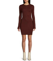 GB Long Sleeve Ribbed Mini Sweater Dress