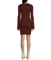 GB Long Sleeve Ribbed Mini Sweater Dress